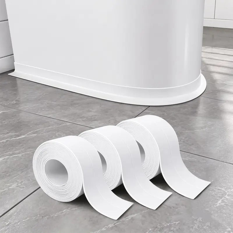 White Caulk Tape 3rolls ，for Bath & Kitchen,Caulking Tape for Bathroom Caulking White Self Adhesive Caulk Strip,tub Surround,Toilet Bowl Stick on Gel,Kitchen Countertop (1.5in x 10.5ft)