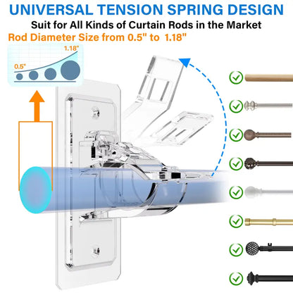 6-Pack No Drill Needed Curtain Rod Holders Brackets, Self Adhesive Rod Holder Hooks, Multipurpose Nail Free Stick on Curtain Rod Hooks Decor Bathroom