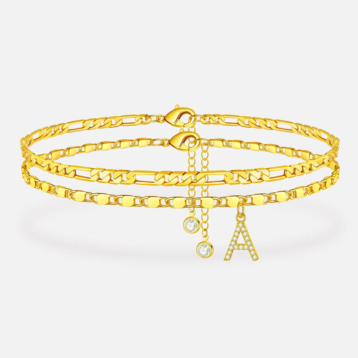 Ankle Bracelets for Women Dainty Chain Initial Pendant Anklets Set Hypoallergenic A-Z Gifts for Girls Trendy Adjustable Size Waterproof Costume Accessories